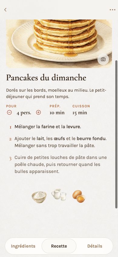 Les étapes des pancakes dans Carnet